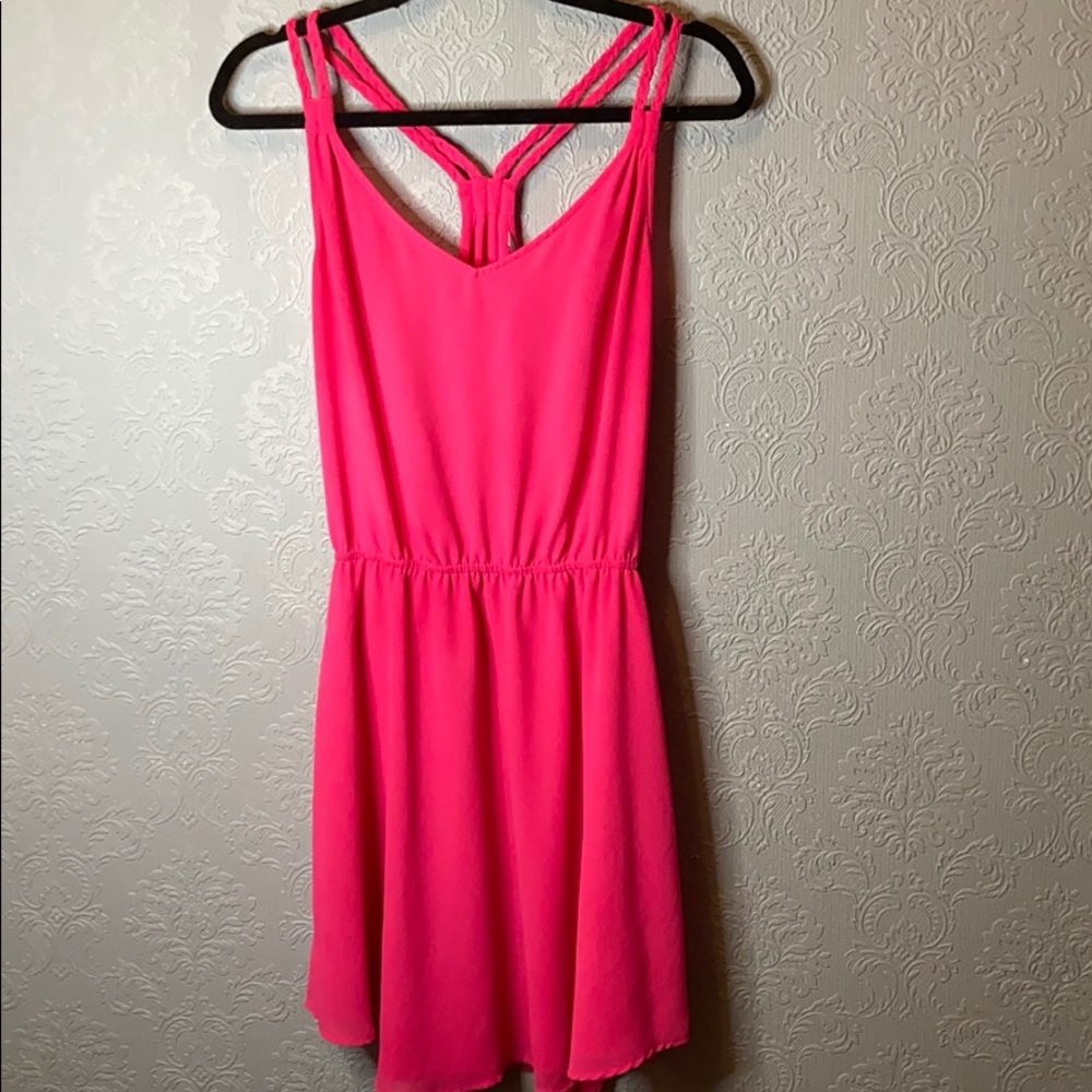 4/$20 Naked Zebra hot pink dress